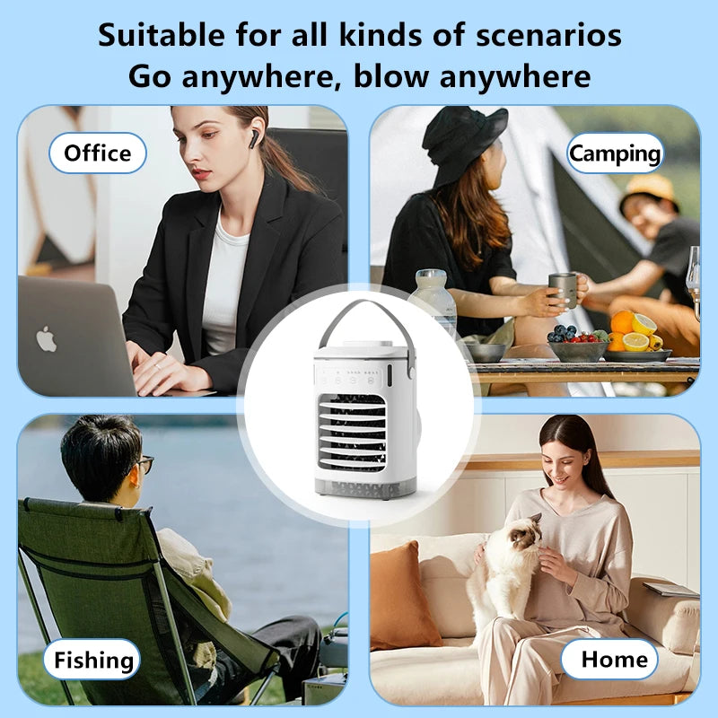 Portable Humidifier Fan Mini Air Cooling Fan USB Electric Conditioners Fan with LED Night Light for Home Air Cooling Humidifier