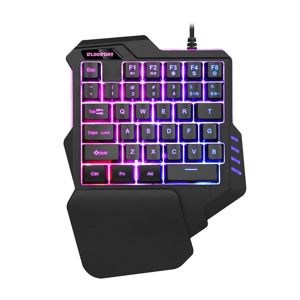 Gaming Keyboard And Mouse Combos RGB Backlit One-Handed Keypad Mice 3200 DPI with Game Converter for PS4 Xbox Nintendo Switch