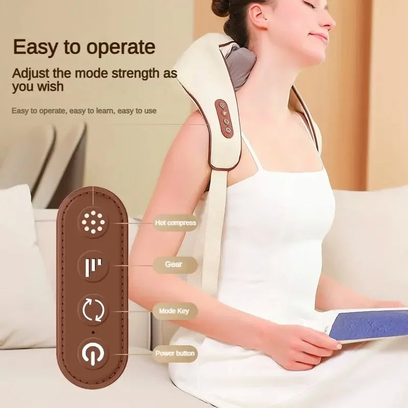 Electric Neck shoulder Massager Wireless Deep Tissue shiatsu Air Compress Kneading Multifunctional Massaging Multiple For Body