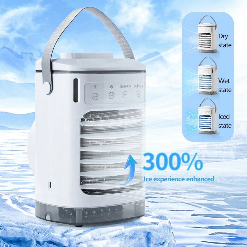 Portable Humidifier Fan Mini Air Cooling Fan USB Electric Conditioners Fan with LED Night Light for Home Air Cooling Humidifier