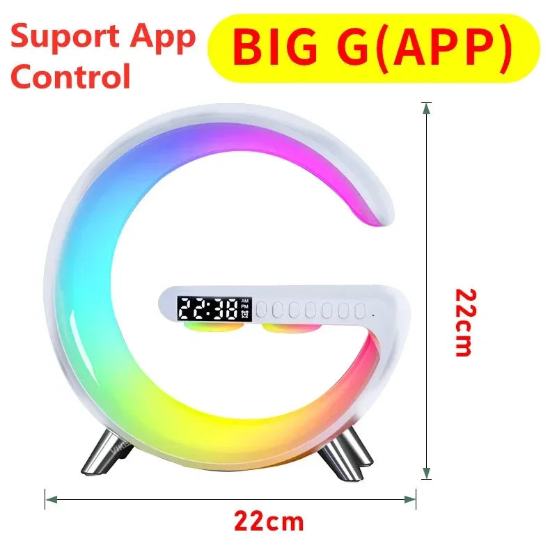 Wireless Charger Pad Stand Bluetooth Speaker LED RGB Night Lights Lamp Alarm Clock Fast Charging Station Dock for iPhone Samsung