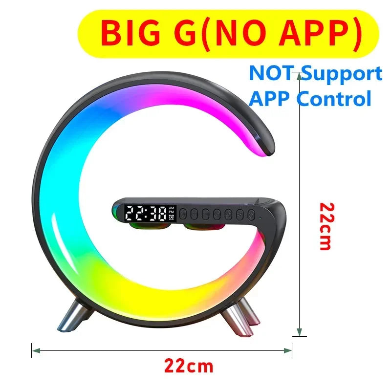 Wireless Charger Pad Stand Bluetooth Speaker LED RGB Night Lights Lamp Alarm Clock Fast Charging Station Dock for iPhone Samsung