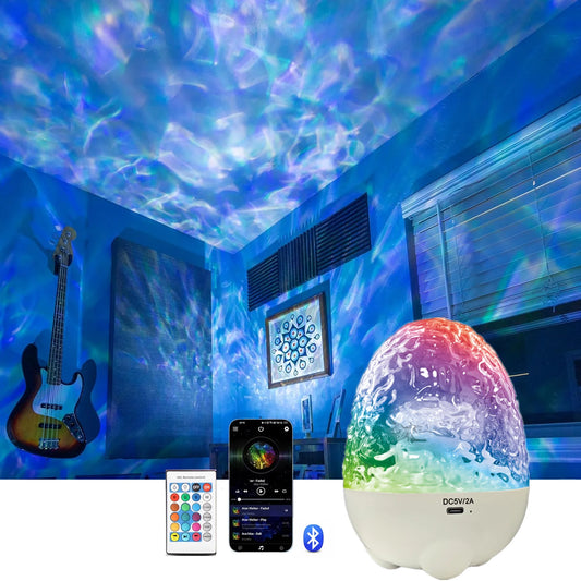 Galaxy Luminous Projector Nebula Star Night Light Ocean Water Ripple Projector Lamp Bluetooth Player with Remote Control for Bedroom, Game Room Party Birthday Gift Decoration