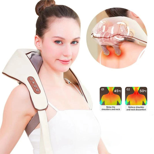 Electric Neck shoulder Massager Wireless Deep Tissue shiatsu Air Compress Kneading Multifunctional Massaging Multiple For Body