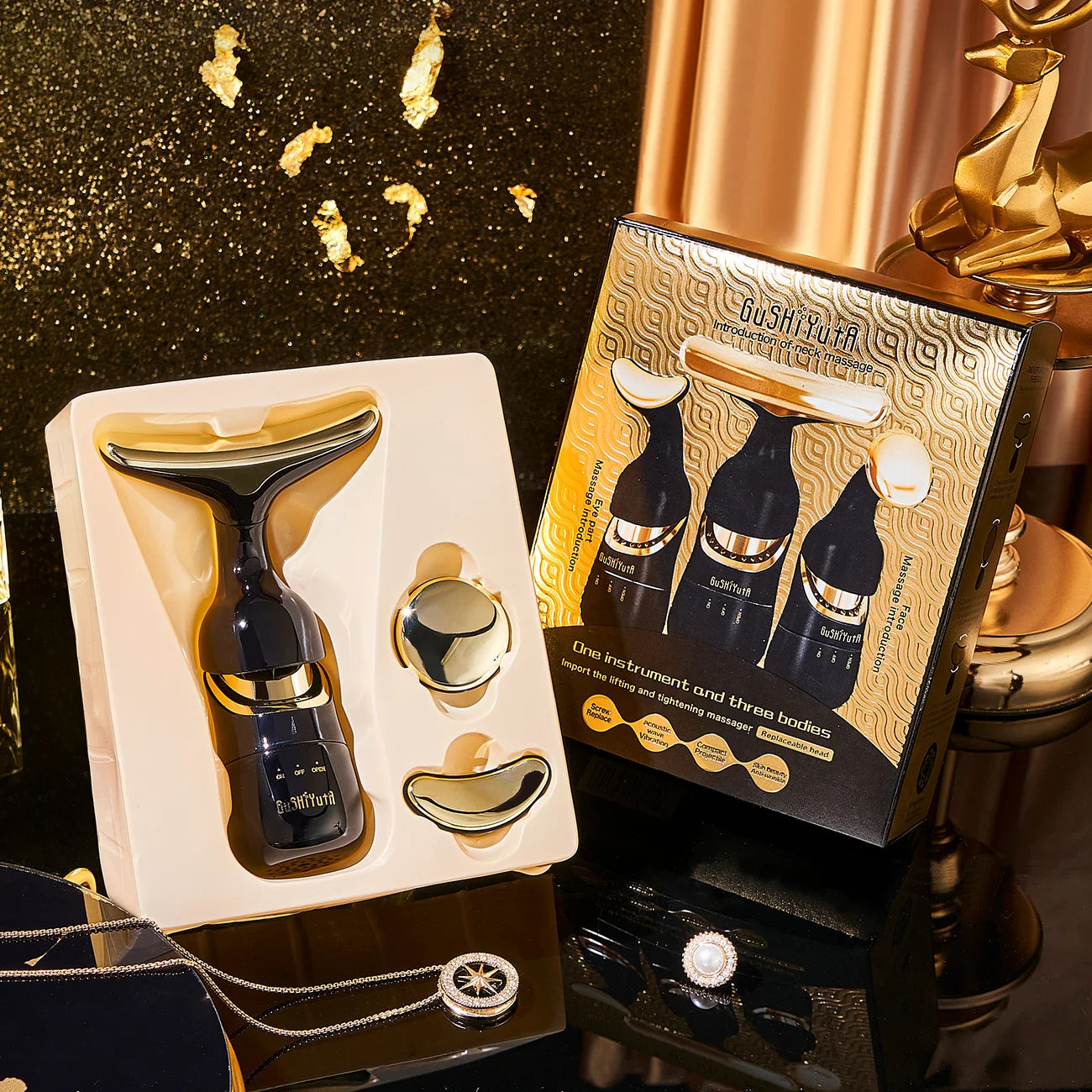 Home Three Body Imported Lifting And Firming Massage Instrument Sonic Vibration Fade Fine Lines Home Beauty Instrument
