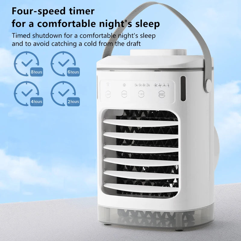 Portable Humidifier Fan Mini Air Cooling Fan USB Electric Conditioners Fan with LED Night Light for Home Air Cooling Humidifier