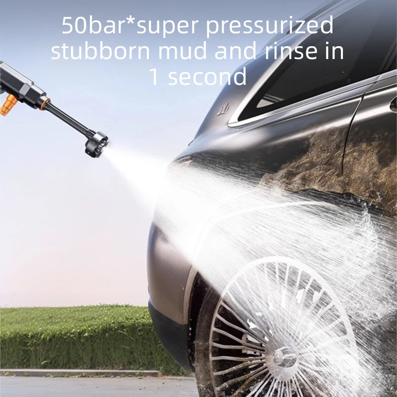Cordless Car Wash Gun Portable High Pressure Washer Lithium Battery Water Pump Foam Generator Versatile Garden Cleaning Tool